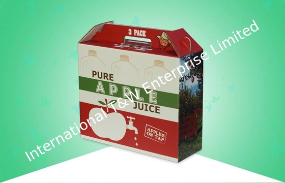 ซื้อ กล่องบรรจุภัณฑ์กระดาษลูกฟูกแบบกำหนดเองกล่องบรรจุน้ำผลไม้แอปเปิ้ลพร้อมที่จับที่แข็งแรง online manufacture