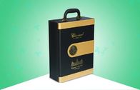 กล่องบรรจุภัณฑ์กระดาษหรู / กล่องของขวัญกล่องไม้ที่ทำจากไวน์พร้อมกำมะหยี่สีทองเอฟเฟกต์