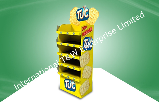 ราคาดี Yellow CMYK Offset Printing POS Cardboard Display Stands With Five Shelf For Food ออนไลน์